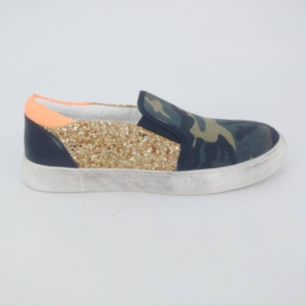 Steven By Steve Madden Shoes Womens Sneaker Addis Camo Green Glitter 7.5